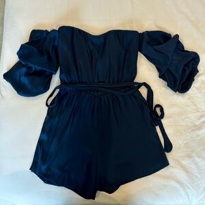 Bardot Navy Silk Jumper